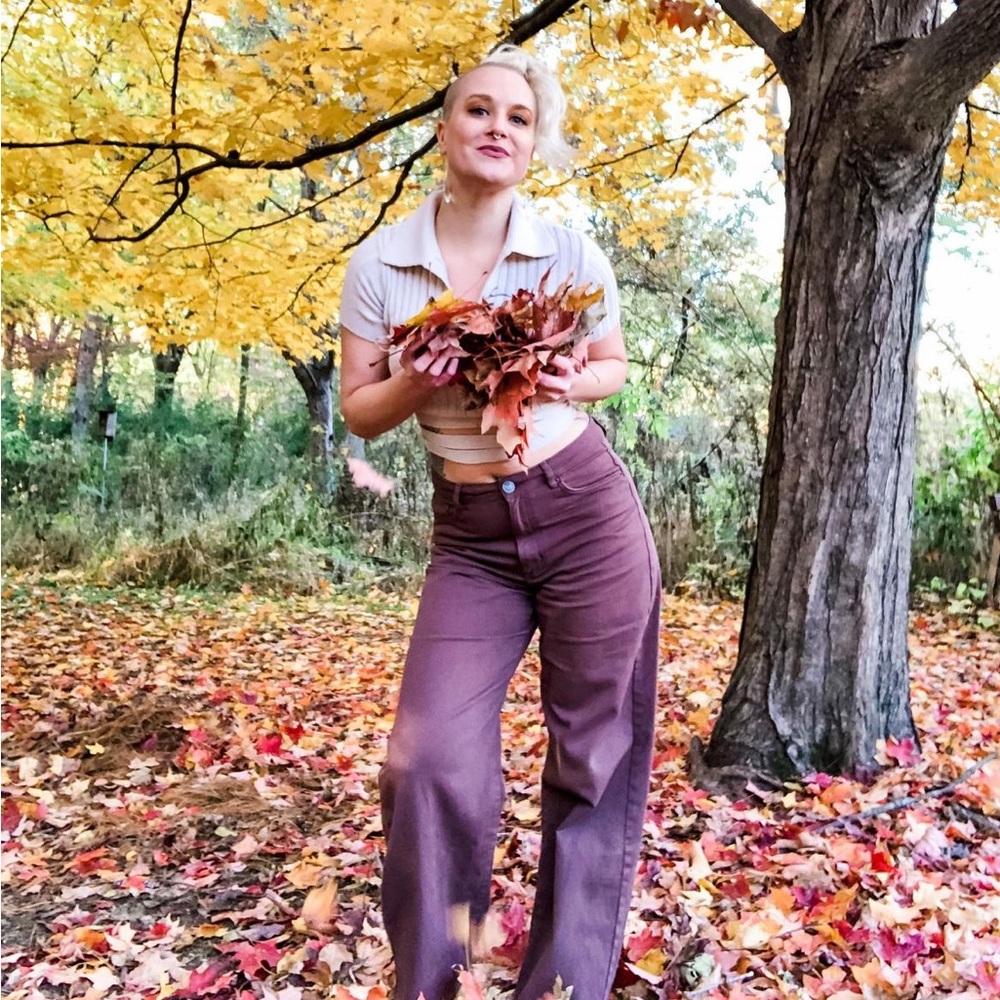 Garage Clothing Garage Highwaisted Brown Wide Leg Jeans